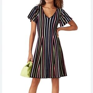 Milly The Novis $395 NWOT Rainbow Knit A-Line Dress Size Medium